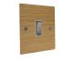 Solo Flat Plate Wood 1 Gang Intermediate Rocker Switch in Oak with Satin Stainless Rocker and White Trim