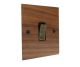 Walnut Flat Plate Wood 1 Gang Intermediate(3way switching)Rocker Switch with Antique Brass Rocker and Black Trim