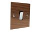 Walnut Flat Plate Wood 1 Gang Intermediate (3way switching)Rocker Switch with Polished Stainless Rocker and Black Trim