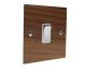 Walnut Flat Plate Wood 1 Gang Intermediate (3way switching)Rocker Switch with Polished Stainless Rocker and White Trim