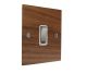 Walnut Flat Plate Wood 1 Gang Intermediate (3way switching)Rocker Switch with Satin Stainless Rocker and White Trim