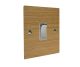 Solo Flat Plate Wood 1G Double Pole 20Amp Rocker Switch in  Oak with Polished Stainless Rocker and White Trim