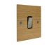 Solo Flat Plate Wood 1G Double Pole 20Amp Rocker Switch in Oak with Satin Stainless Rocker and Black Trim