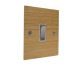 Solo Flat Plate Wood 1G Double Pole 20Amp Rocker Switch in Oak with Satin Stainless Rocker and White Trim