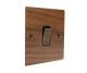 Walnut Flat Plate Wood 1G Double Pole 20Amp Rocker Switch with Antique Brass Rocker and Black Trim