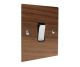 Walnut Flat Plate Wood 1G Double Pole 20Amp Rocker Switch with Polished Stainless Rocker and Black Trim