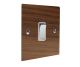 Walnut Flat Plate Wood 1G Double Pole 20Amp Rocker Switch with Polished Stainless Rocker and White Trim