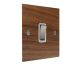 Walnut Flat Plate Wood 1G Double Pole 20Amp Rocker Switch with Satin Stainless Rocker and White Trim