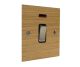 Solo Flat Plate Wood 1G Double Pole 20Amp Rocker Switch with Neon in Oak with Satin Stainless Rocker and Black Trim