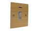 Solo Flat Plate Wood 1G Double Pole 20Amp Rocker Switch with Neon in Oak with Satin Stainless Rocker and White Trim