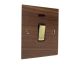 Walnut Flat Plate Wood 1G Double Pole 20Amp Rocker Switch with Neon with Polished Brass Rocker and Black trim