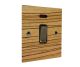 Solo Flat Plate Wood 1G Double Pole 20Amp Rocker Switch with Neon in Zebrano with Antique Brass Rocker and Black Trim