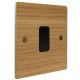 Solo Flat Plate Wood 1 Gang 20Amp Cord Outlet in Oak with Black Insert