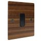 Solo Flat Plate Wood 1 Gang 20Amp Cord Outlet in Walnut with Black Insert