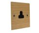 Solo Flat Plate Wood 1Gang 2Amp Unswitched Socket in  Oak with Black Insert