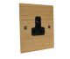 Solo Flat Plate Wood 1Gang 5Amp Unswitched Socket in  Oak with Black Insert