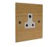 Solo Flat Plate Wood 1Gang 5Amp Unswitched Socket in  Oak with White Insert