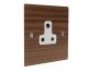 Walnut Flat Plate Wood 1Gang 5Amp Unswitched Socket with White Insert