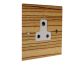 Solo Flat Plate Wood 1Gang 5Amp Unswitched Socket in Zebrano with White Insert