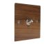 Walnut Flat Plate Wood 1 Gang Intermediate (3way switching)Toggle Switch with Satin Stainless Toggle