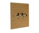 Solo Flat Plate Wood 2 Gang 2Way 10Amp  Toggle Switch in  Oak with Polished Brass  Toggle