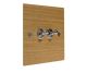 Solo Flat Plate Wood 2 Gang 2Way 10Amp  Toggle Switch in  Oak with Satin Stainless Toggle