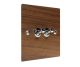 Walnut Flat Plate Wood 2 Gang Intermediate (3way switching) Toggle Switch with Polished Stainless Toggle