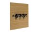 Solo Flat Plate Wood 3 Gang 2Way 10Amp  Toggle Switch in  Oak with Black Nickel Toggle