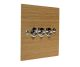 Solo Flat Plate Wood 3 Gang 2Way 10Amp Toggle Switch in  Oak with Polished Stainless Toggle