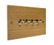 Solo Flat Plate Wood 4 Gang 2Way 10Amp Toggle Switch in Oak with Polished Brass  Toggle