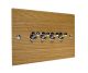 Solo Flat Plate Wood 4 Gang 2Way 10Amp Toggle Switch in Oak with Polished Stainless Toggle