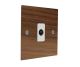 Walnut Flat Plate Wood 1Gang TV Co-axial Non Isolated Socket with White Insert