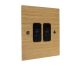 Solo Flat Plate Wood 2Gang TV Co-axial Non Isolated Socket in  Oak with Black Insert