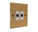 Solo Flat Plate Wood 2Gang TV Co-axial Non Isolated Socket in  Oak with White Insert