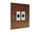 Walnut Flat Plate Wood 2Gang TV Co-axial Non Isolated Socket with White Insert