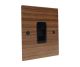 Walnut Flat Plate Wood 1Gang Telephone Secondary Socket with Black Insert