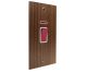 Walnut Flat Plate Wood 45Amp Double Pole Cooker Switch with Neon on a Vertical Twin Plate with White Insert