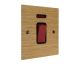 Solo Flat Plate Wood 45Amp Double Pole Cooker Switch with Neon on a Single Square Plate in  Oak with Black Insert