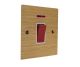 Solo Flat Plate Wood 45Amp Double Pole Cooker Switch with Neon on a Single Square Plate in  Oak with White Insert