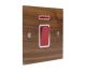 Walnut Flat Plate Wood 45Amp Double Pole Cooker Switch with Neon on a Single Square Plate with White Insert