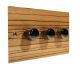 Solo Flat Plate Wood 3 Gang 2Way Push on/Push off 3 x 250W/VA Dimmer Switch in Zebrano with Black Nickel knob