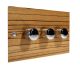 Solo Flat Plate Wood 3 Gang 2Way Push on/Push off LED  Dimmer Switch in Zebrano with Polished Stainless Knob