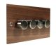 Walnut Flat Plate Wood 4 Gang 2Way Push on/Push off 4 x 250W/VA Dimmer Switch with Antique Brass knob