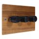 Solo Flat Plate Wood 3 Gang 2Way Push on/Push off LED Dimmer Switch in Walnut with designer Retro Black Knob