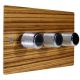 Solo Flat Plate Wood 3 Gang 2Way Push on/Push off 3 x 250W/VA Dimmer Switch in Zebrano with designer Retro Chrome Knob