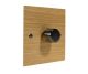 Solo Flat Plate Wood 1 Gang 2Way Push on/Push off 400W/VA Dimmer Switch in  Oak with Antique Brass knob