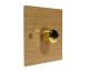 Solo Flat Plate Wood 1 Gang 2Way Push on/Push off 400W/VA Dimmer Switch in  Oak with Polished Brass Knob