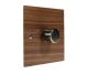 Walnut Flat Plate Wood 1 Gang 2Way Push on/Push off 400W/VA Dimmer Switch with Antique Brass knob