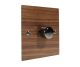 Walnut Flat Plate Wood 1 Gang 2Way Push on/Push off 400W/VA Dimmer Switch with Black Nickel Knob