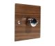 Walnut Flat Plate Wood 1 Gang 2Way Push on/Push off 400W/VA Dimmer Switch with Polished Stainless Knob